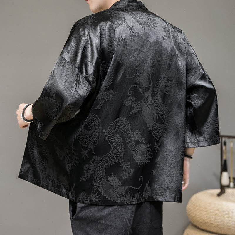 Buddha Stones Chinesischer Drache Offene Vorderseite Jacke Herren Kimono - image 8