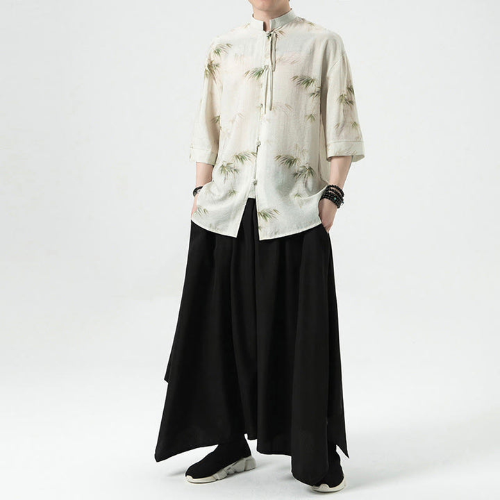 Buddha Stones Grün Gelb Bambus Blätter Druck Halbarm Shirt Herren T-shirt - image 9