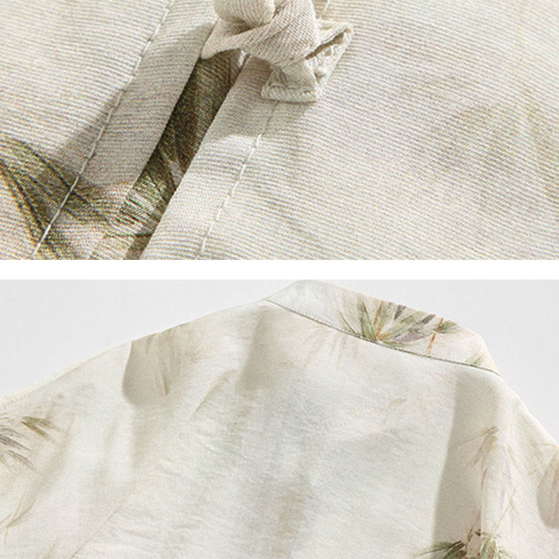 Buddha Stones Grün Gelb Bambus Blätter Druck Halbarm Shirt Herren T-shirt - image 12