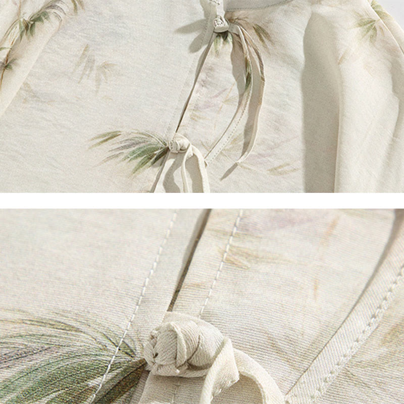 Buddha Stones Grün Gelb Bambus Blätter Druck Halbarm Shirt Herren T-shirt - image 10