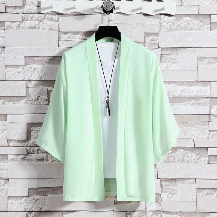 Buddha Stones Einfarbige offene Jacke vorne für Herren Kimono - Grün (nur Jacke) - US/ UK/AU46,EU56 (5XL) - image 25