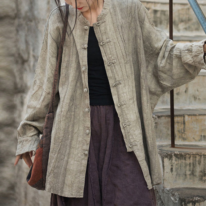 Buddha Stones Batik-Jacke mit Froschknöpfen, langärmelig, Zen-Meditation, offene Vorderseite - Beige (nur Oberteil) – US4–14, UK/AU8–18, EU36–46 (F) - image 7