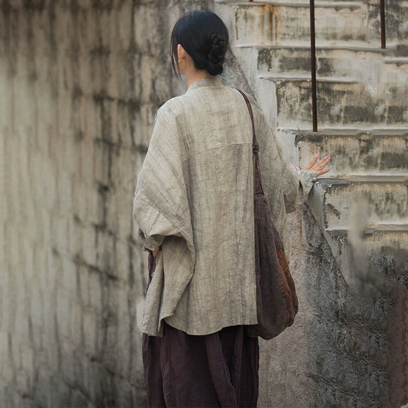 Buddha Stones Batik-Jacke mit Froschknöpfen, langärmelig, Zen-Meditation, offene Vorderseite - image 10