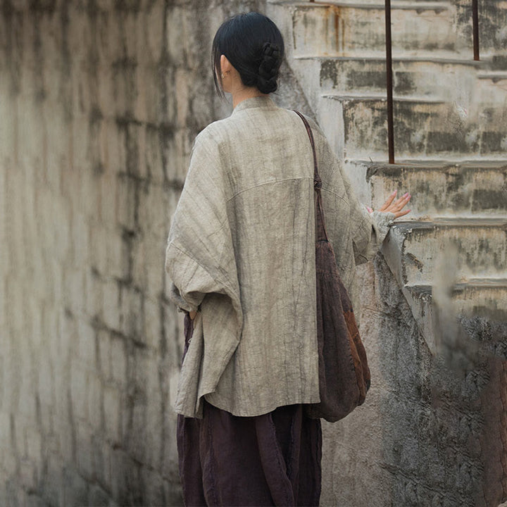 Buddha Stones Batik-Jacke mit Froschknöpfen, langärmelig, Zen-Meditation, offene Vorderseite - image 10