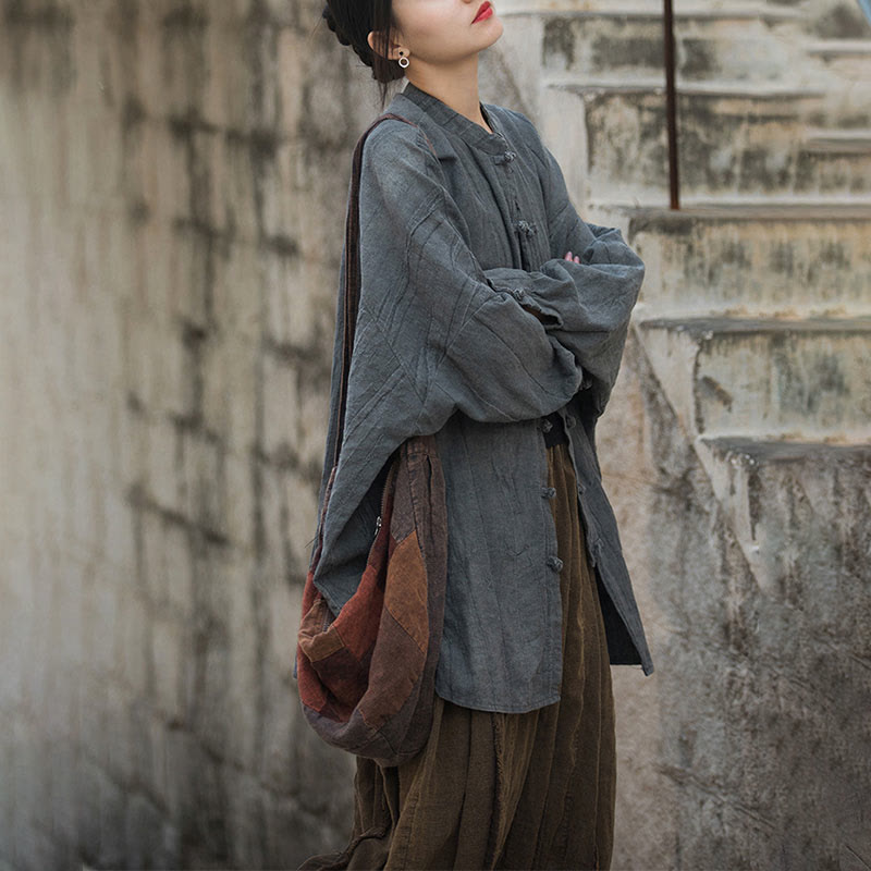 Buddha Stones Batik-Jacke mit Froschknöpfen, langärmelig, Zen-Meditation, offene Vorderseite - image 34