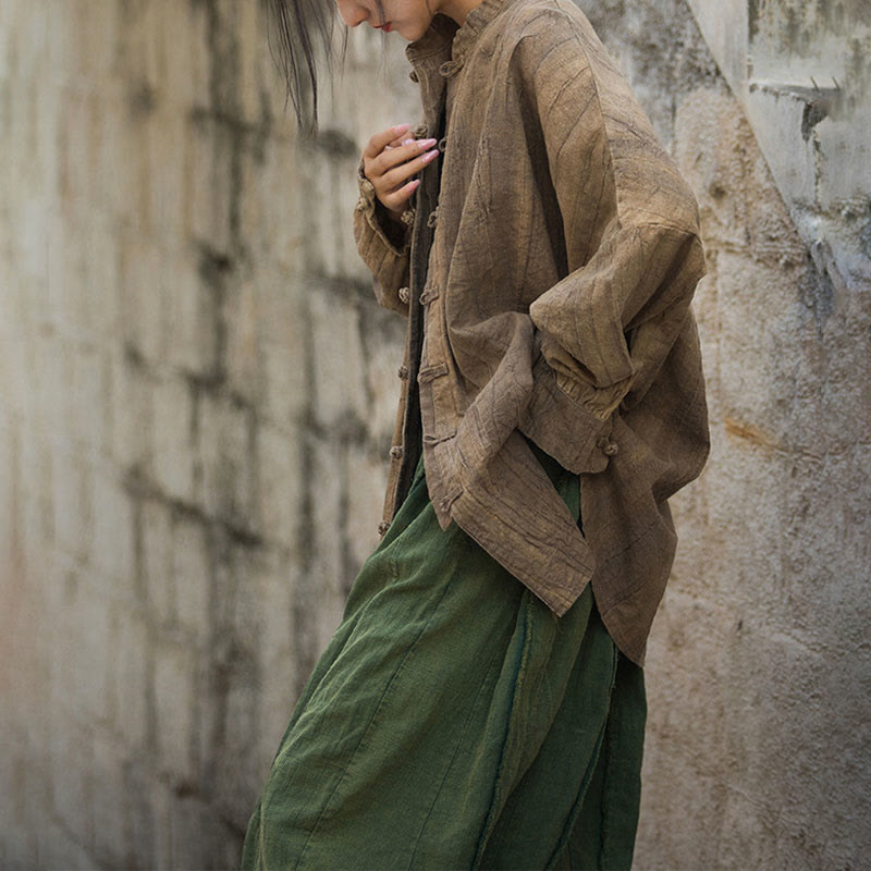 Buddha Stones Batik-Jacke mit Froschknöpfen, langärmelig, Zen-Meditation, offene Vorderseite - image 2