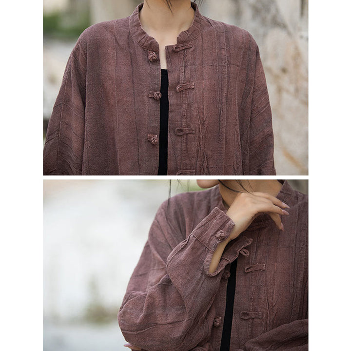 Buddha Stones Batik-Jacke mit Froschknöpfen, langärmelig, Zen-Meditation, offene Vorderseite - image 32