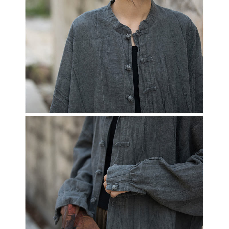 Buddha Stones Batik-Jacke mit Froschknöpfen, langärmelig, Zen-Meditation, offene Vorderseite - image 36