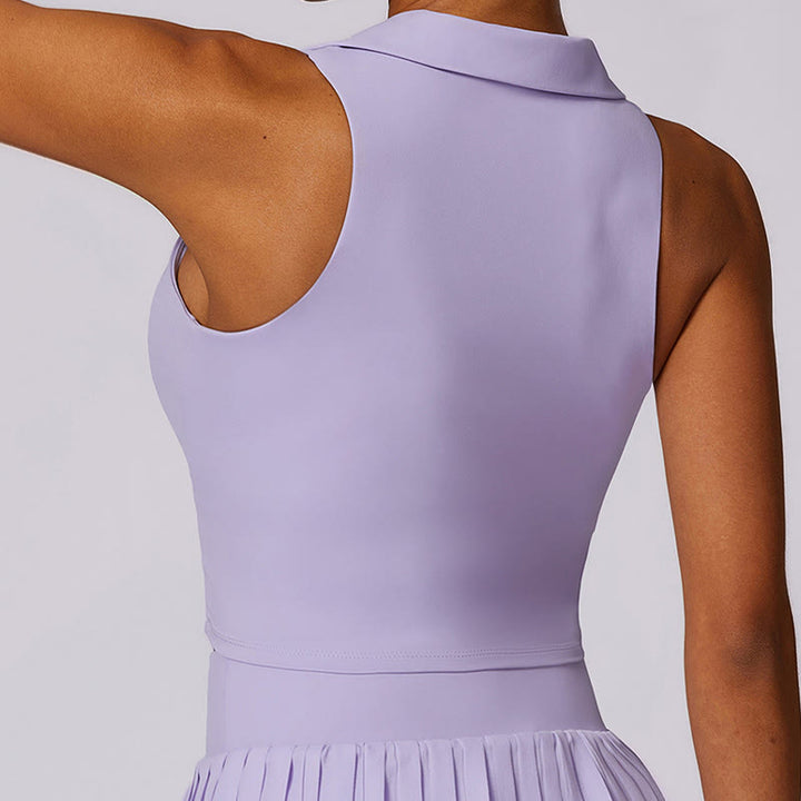 Buddha Stones Polokragen Kurzes Tanktop Tennisröcke Faltenshorts mit Tasche Sport Yoga Outfits - image 5