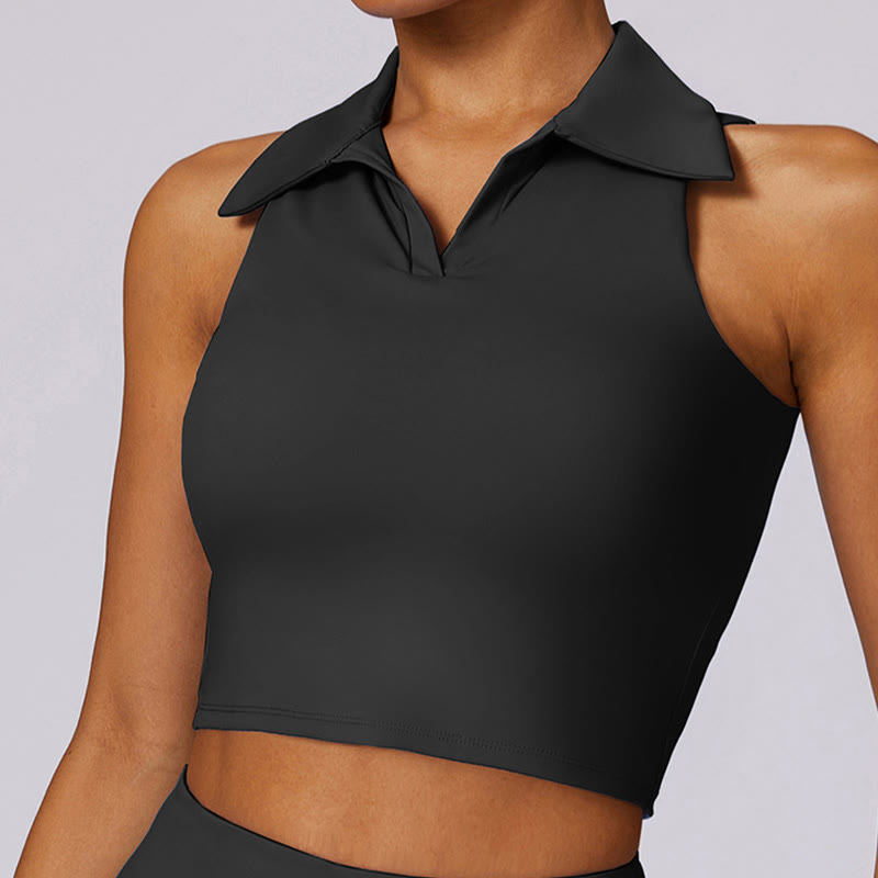 Buddha Stones Polokragen Kurzes Tanktop Tennisröcke Faltenshorts mit Tasche Sport Yoga Outfits - Schwarz - Spitze - US8-10, UK/AU12-14,EU40-42 (XL) - image 13