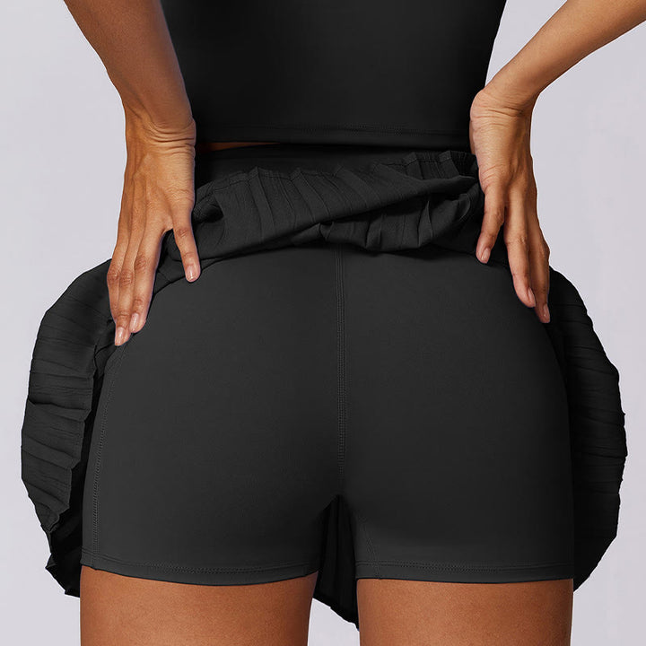 Buddha Stones Polokragen Kurzes Tanktop Tennisröcke Faltenshorts mit Tasche Sport Yoga Outfits - image 22