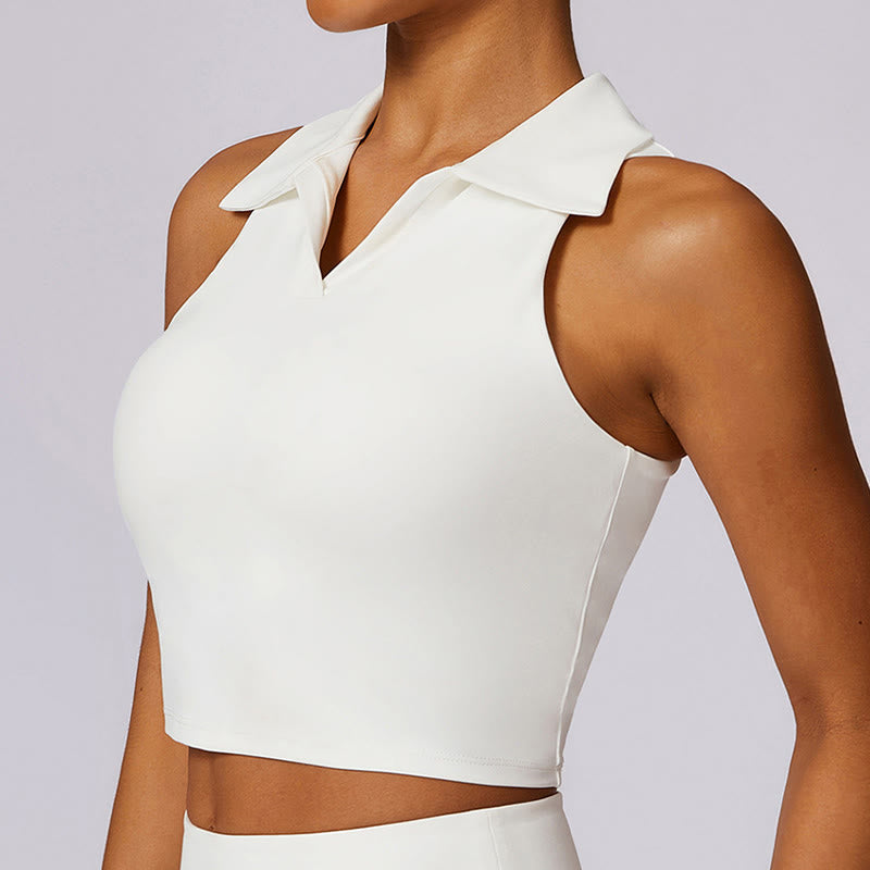 Buddha Stones Polokragen Kurzes Tanktop Tennisröcke Faltenshorts mit Tasche Sport Yoga Outfits - image 26