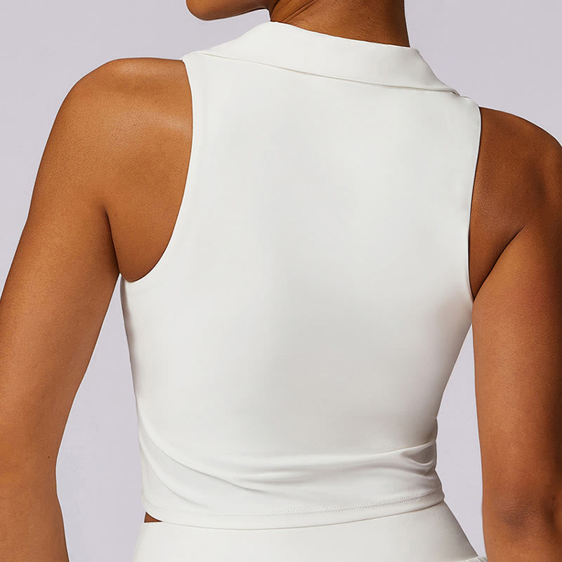 Buddha Stones Polokragen Kurzes Tanktop Tennisröcke Faltenshorts mit Tasche Sport Yoga Outfits - image 30