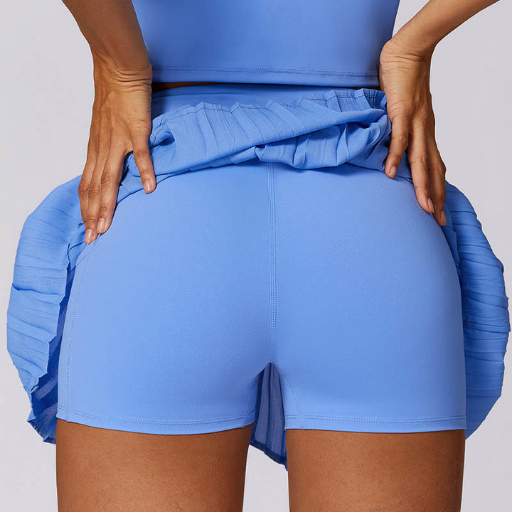 Buddha Stones Polokragen Kurzes Tanktop Tennisröcke Faltenshorts mit Tasche Sport Yoga Outfits - image 46