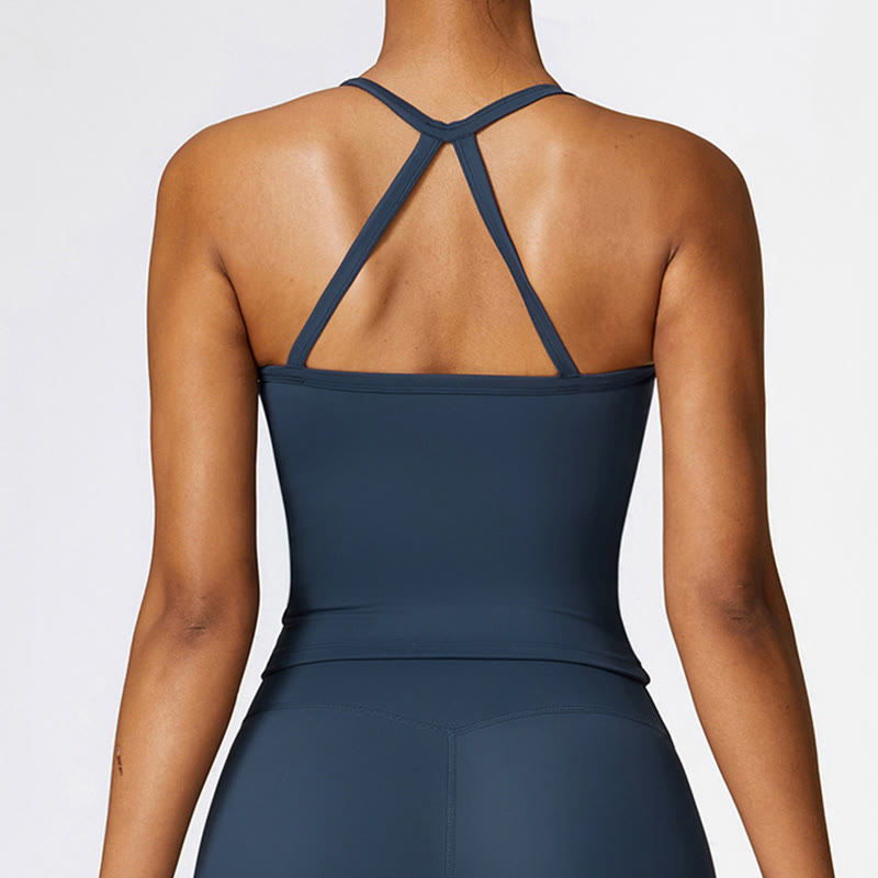 Buddha Stones Einfarbiges kurzes Tanktop mit hoher Taille und Shorts für Sport, Fitness, Fitnessstudio, Yoga-Outfits - image 6