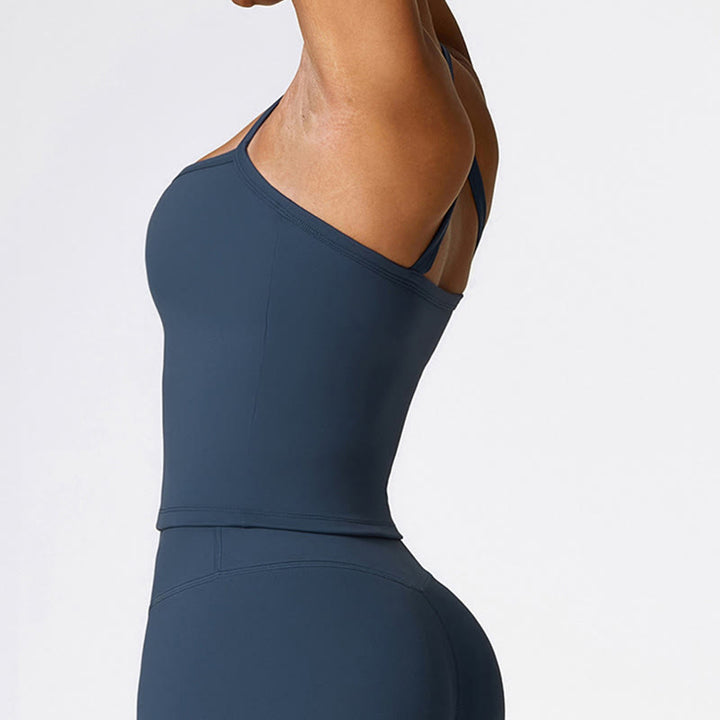 Buddha Stones Einfarbiges kurzes Tanktop mit hoher Taille und Shorts für Sport, Fitness, Fitnessstudio, Yoga-Outfits - image 4