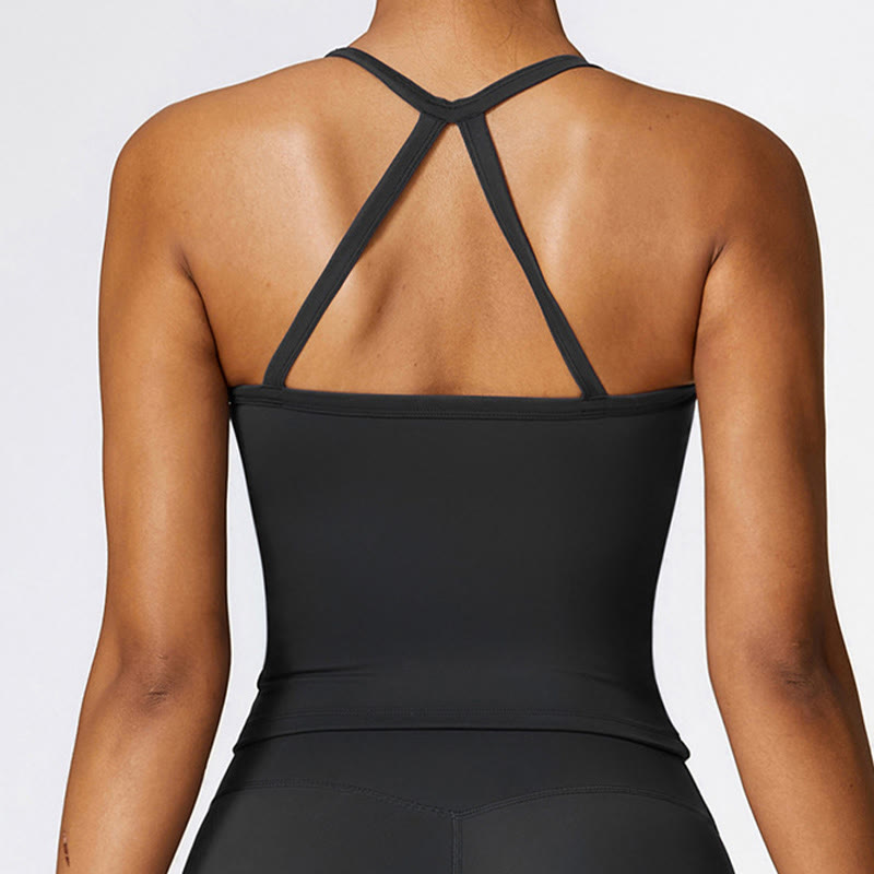 Buddha Stones Einfarbiges kurzes Tanktop mit hoher Taille und Shorts für Sport, Fitness, Fitnessstudio, Yoga-Outfits - image 16