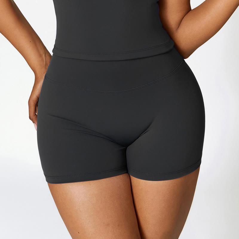 Buddha Stones Einfarbiges kurzes Tanktop mit hoher Taille und Shorts für Sport, Fitness, Fitnessstudio, Yoga-Outfits - image 23