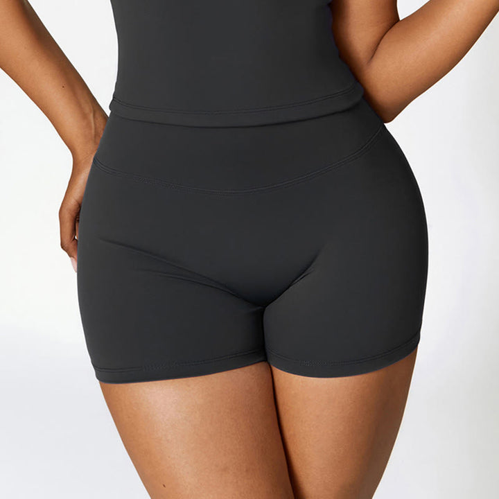 Buddha Stones Einfarbiges kurzes Tanktop mit hoher Taille und Shorts für Sport, Fitness, Fitnessstudio, Yoga-Outfits - image 23