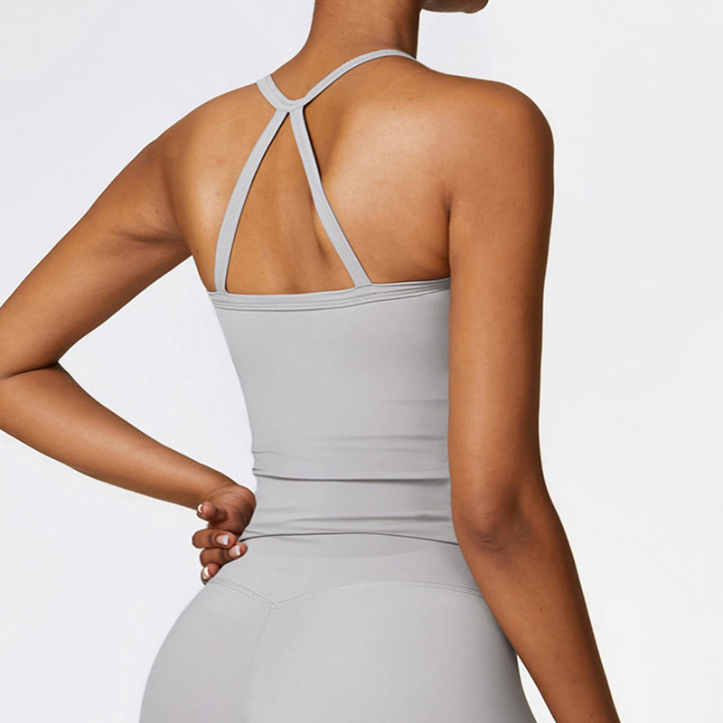 Buddha Stones Einfarbiges kurzes Tanktop mit hoher Taille und Shorts für Sport, Fitness, Fitnessstudio, Yoga-Outfits - image 27