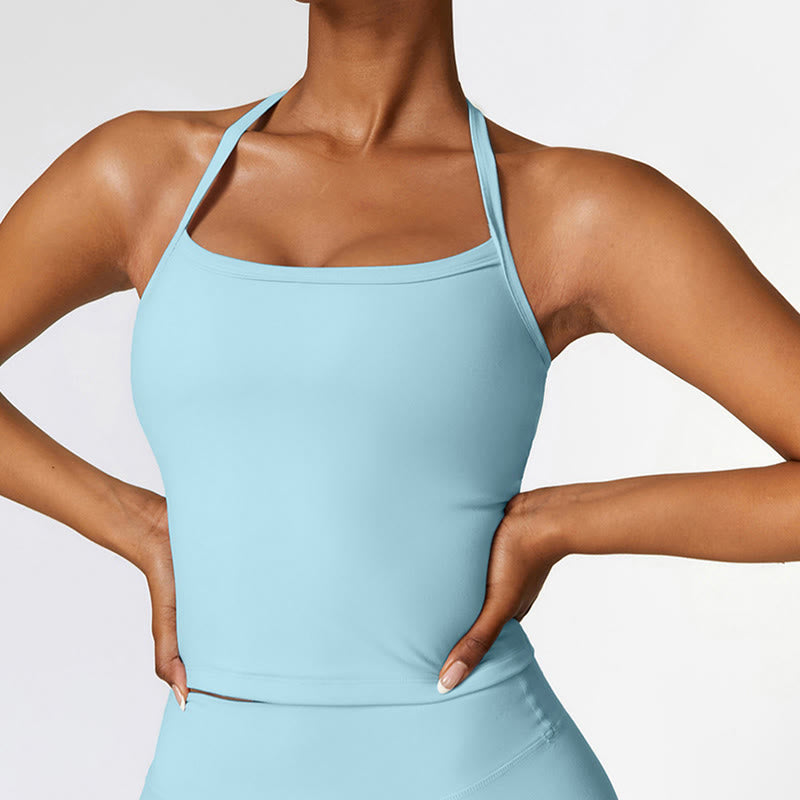 Buddha Stones Einfarbiges kurzes Tanktop mit hoher Taille und Shorts für Sport, Fitness, Fitnessstudio, Yoga-Outfits - Blau - Spitze - US8-10, UK/AU12-14,EU40-42 (XL) - image 37