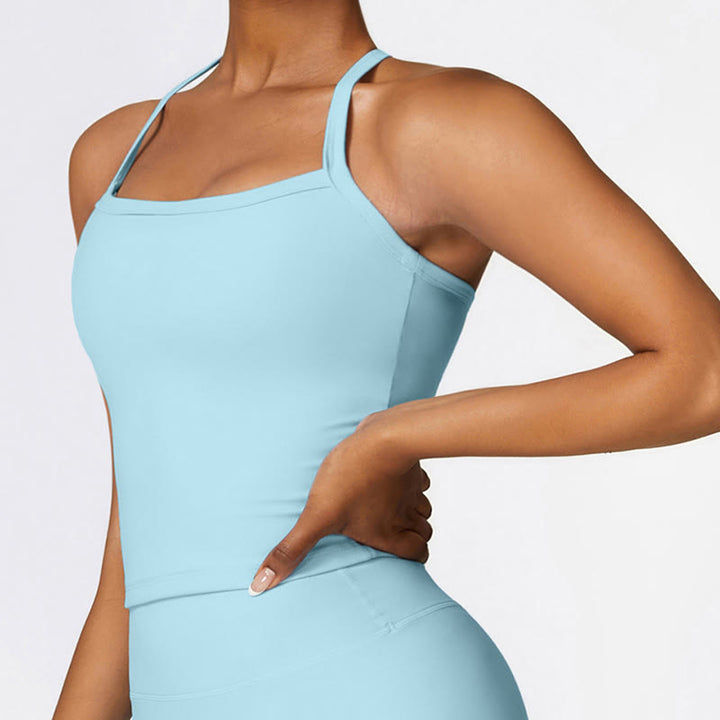 Buddha Stones Einfarbiges kurzes Tanktop mit hoher Taille und Shorts für Sport, Fitness, Fitnessstudio, Yoga-Outfits - image 39