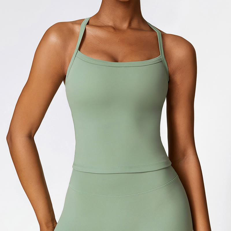 Buddha Stones Einfarbiges kurzes Tanktop mit hoher Taille und Shorts für Sport, Fitness, Fitnessstudio, Yoga-Outfits - image 55