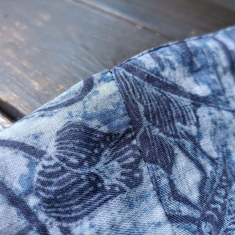 Buddha Stones Retro Blau Weiß Blumen Frosch-Knopf Design Langarm Ramie Leinen Jacke Hemd - image 10