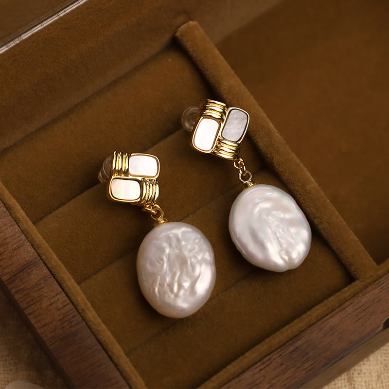 Buddha Stones 925 Sterling Silber Ohrstecker Kupfer vergoldet natürliche Barockperle Heilung Tropfenohrringe - image 7