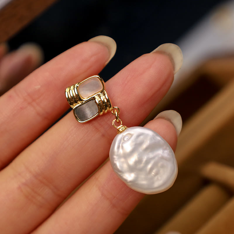 Buddha Stones 925 Sterling Silber Ohrstecker Kupfer vergoldet natürliche Barockperle Heilung Tropfenohrringe - image 8