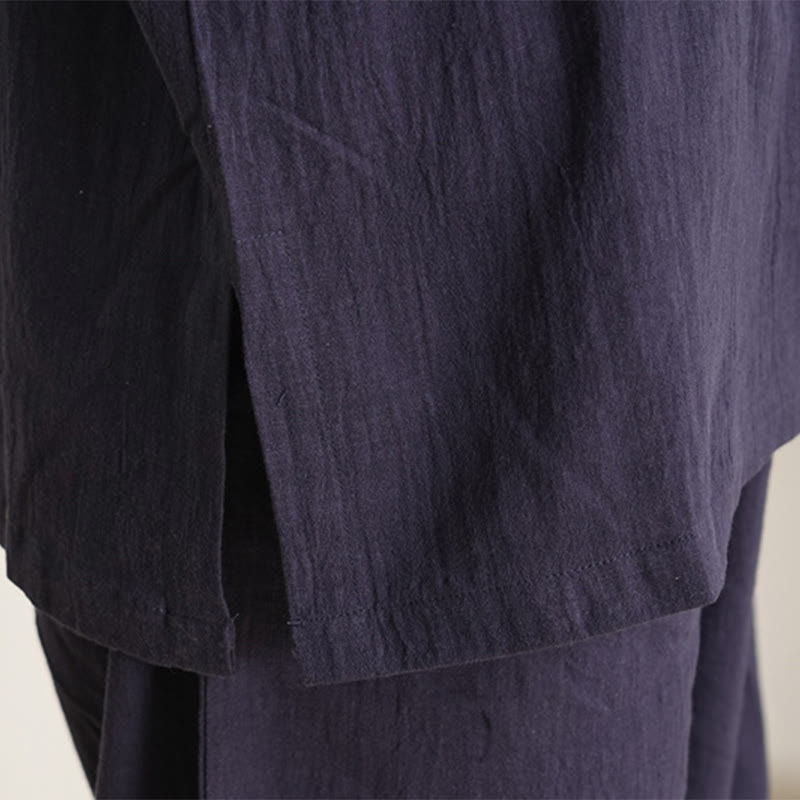 Buddha Stones 2-teiliges Set mit V-Ausschnitt, Dreiviertelärmeln, Hemd, Oberteil und Hose, Meditation, Zen, Tai Chi, Baumwoll-Leinen-Kleidung für Damen - image 16