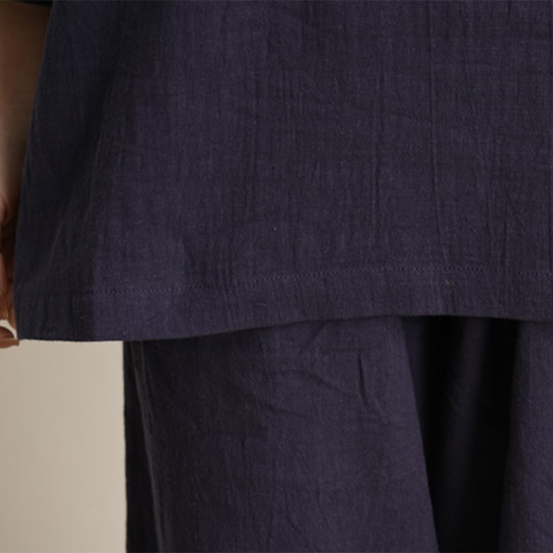 Buddha Stones 2-teiliges Set mit V-Ausschnitt, Dreiviertelärmeln, Hemd, Oberteil und Hose, Meditation, Zen, Tai Chi, Baumwoll-Leinen-Kleidung für Damen - image 17