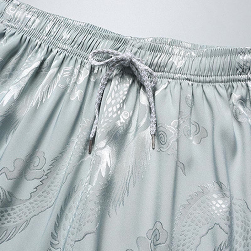 Buddha-Steine, Drachenmuster, Tang-Anzug, Hanfu, traditionelle Uniform, kurzärmeliges Oberteil und Hose, Kleidung für Herren - image 8