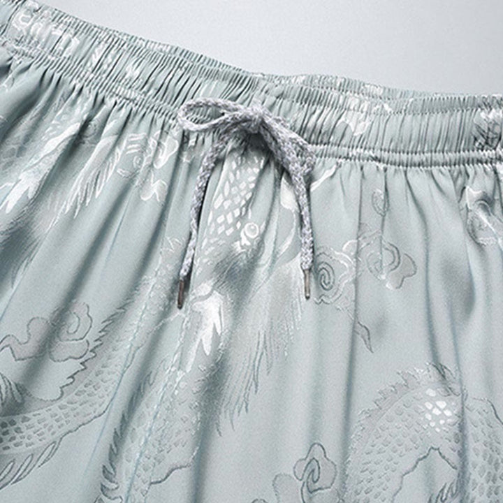 Buddha-Steine, Drachenmuster, Tang-Anzug, Hanfu, traditionelle Uniform, kurzärmeliges Oberteil und Hose, Kleidung für Herren - image 8