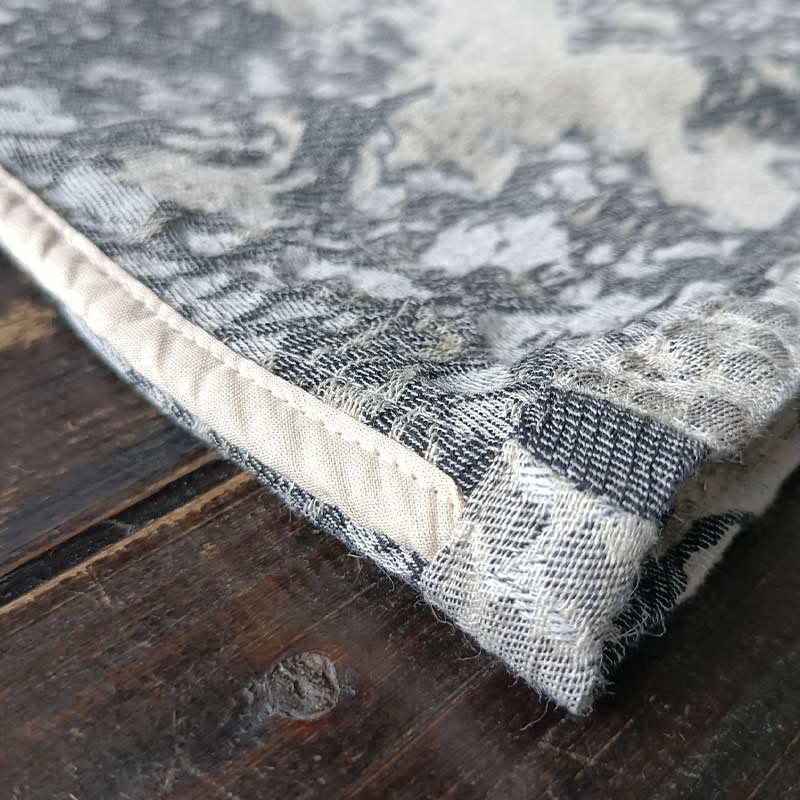 Buddha Stones Schwarz-Grau-Druck Froschknopf-Design Langärmliges Baumwoll-Leinen-Jackenhemd mit Taschen - image 11