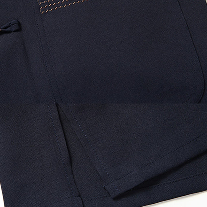 Buddha-Steine, Fu-Charakter, chinesische Knotenstickerei, Tang-Anzug, traditionelle kurzärmelige Oberteile und Hosen, Kleidung für Herren - image 10