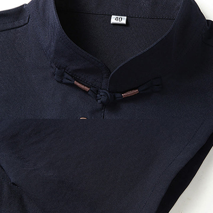 Buddha-Steine, Fu-Charakter, chinesische Knotenstickerei, Tang-Anzug, traditionelle kurzärmelige Oberteile und Hosen, Kleidung für Herren - image 8