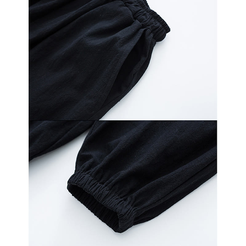 Buddha Stones Einfarbiges traditionelles Kurzarm-T-Shirt aus Baumwolle und Leinen für Herren - image 10