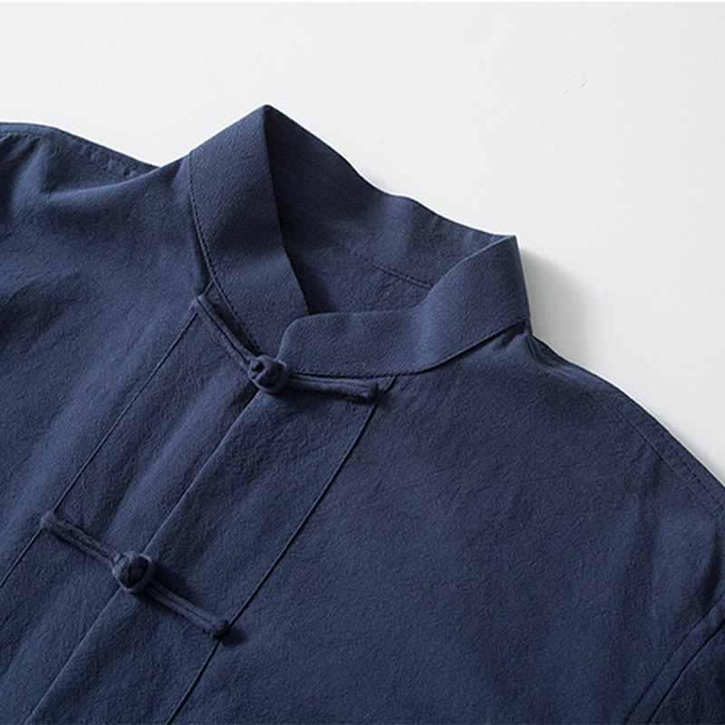 Buddha Steine Frosch-Knopf Chinesischen Tang Anzug Hemd Baumwolle Leinen Männer Jacke Kleidung - image 7