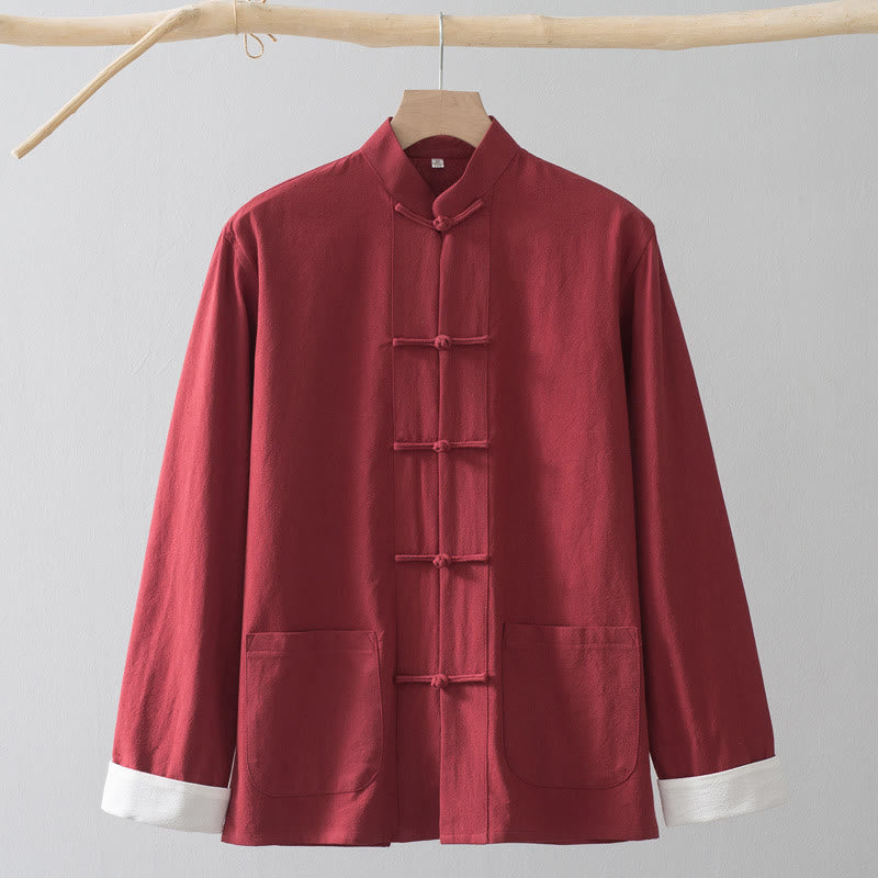 Buddha Steine Frosch-Knopf Chinesischen Tang Anzug Hemd Baumwolle Leinen Männer Jacke Kleidung - image 15