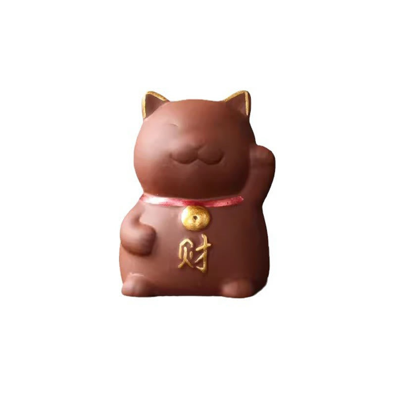 Buddha Steine Mini Glückskatze Reichtum Tee Haustier lila Ton Figur Dekoration - image 4