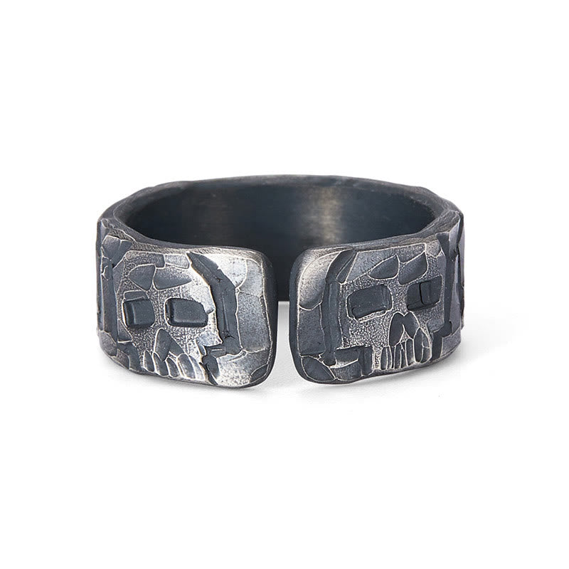 Buddha Stones 999 Sterling Silber Skelett Muster Handgemachter Segensring - image 3