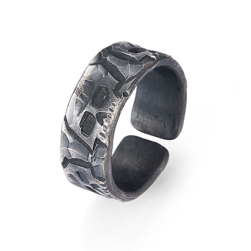 Buddha Stones 999 Sterling Silber Skelett Muster Handgemachter Segensring - image 11
