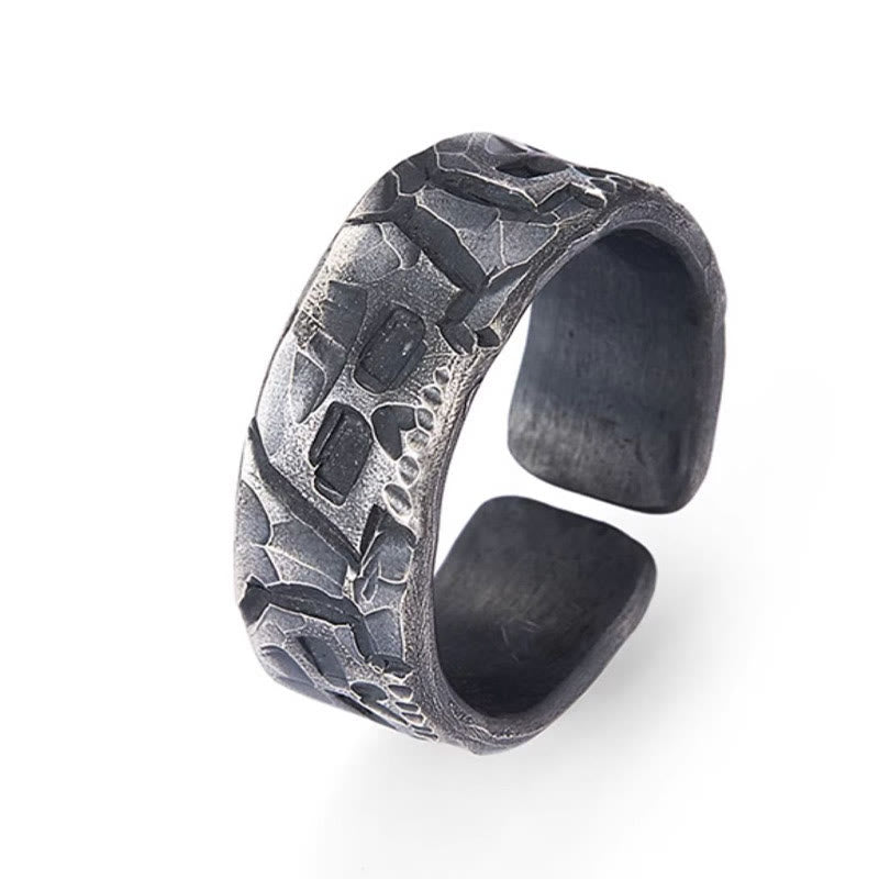 Buddha Stones 999 Sterling Silber Skelett Muster Handgemachter Segensring - image 2