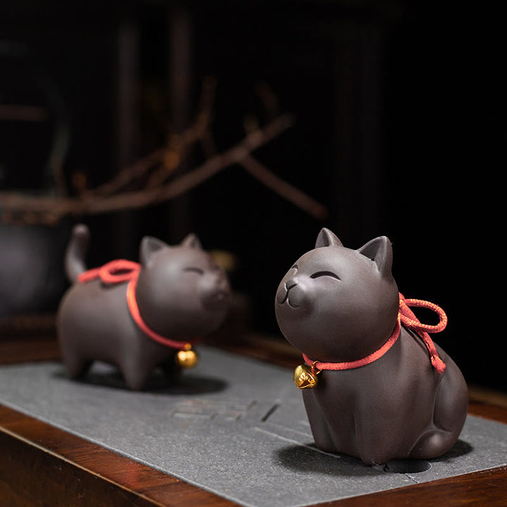 Buddha Steine Mini Schöne Katze Tee Haustier Lila Ton Figur Schreibtisch Dekoration - image 1