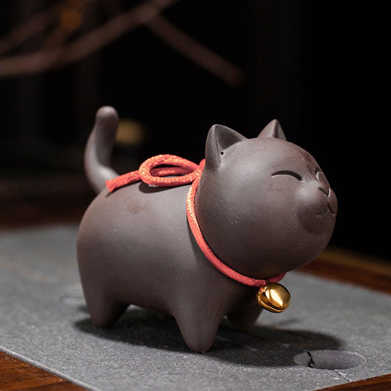Buddha Steine Mini Schöne Katze Tee Haustier Lila Ton Figur Schreibtisch Dekoration - Katze stehend 9*4,5*6,5cm - image 2