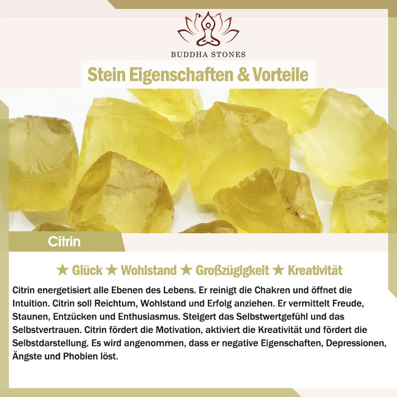 Buddha Stones Citrin Lucky Fu Charakter Glücksarmband