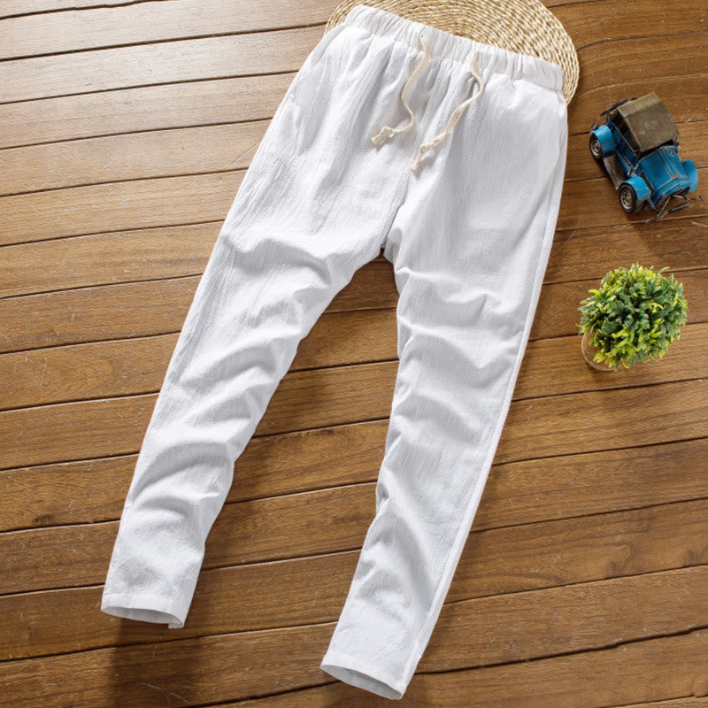 Buddha Stones 2-teiliges Herren-Set mit einfarbigen Baumwollknöpfen und kurzen Ärmeln, T-Shirt und Hose - image 7