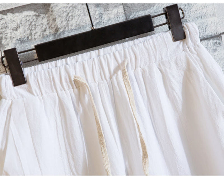 Buddha Stones 2-teiliges Herren-Set mit einfarbigen Baumwollknöpfen und kurzen Ärmeln, T-Shirt und Hose - image 9