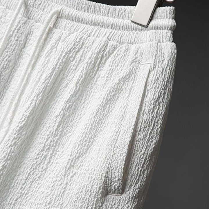 Buddha Stones 2-teiliges Herren-Set mit einfarbiger Textur, Knopfleiste, halblangen Ärmeln, Hemd und Hose - image 10